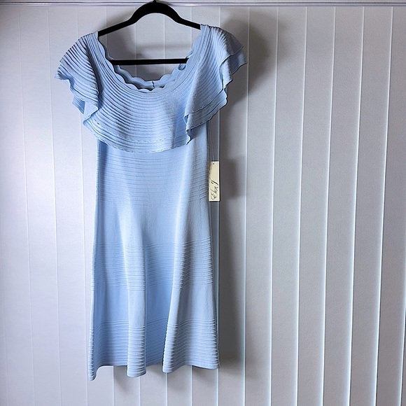 Eliza J Dresses & Skirts - Eliza J Baby Blue knit wedding, baby shower, birthday party dress size large